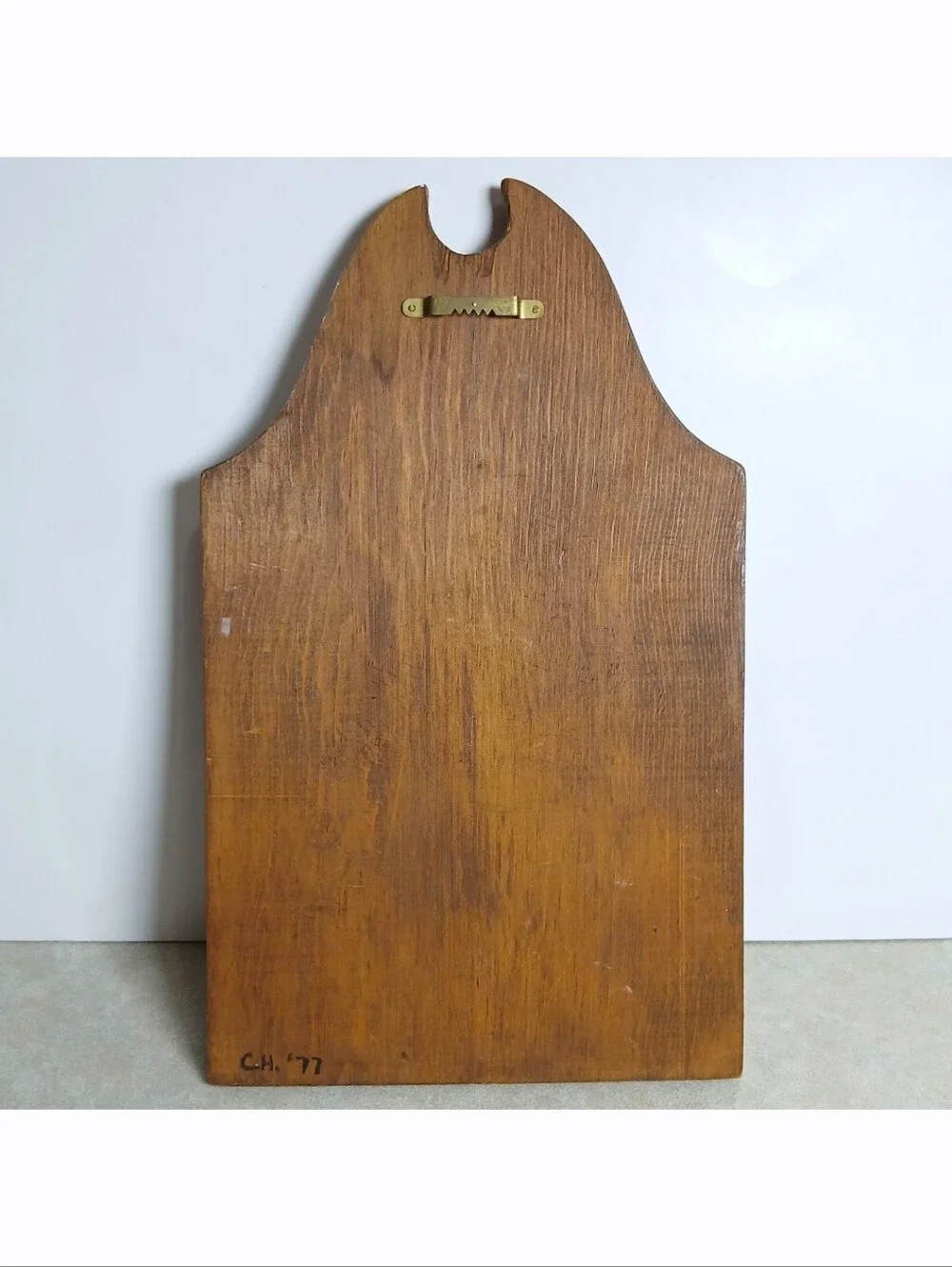 Vintage Folk Art Towel Holder Pear Painting Wood Cottagecore Wall Decor Plaque